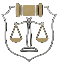 icon of scales of justice and a gavel inside a shield representing a murder charges defense lawyer in Clinton, TN